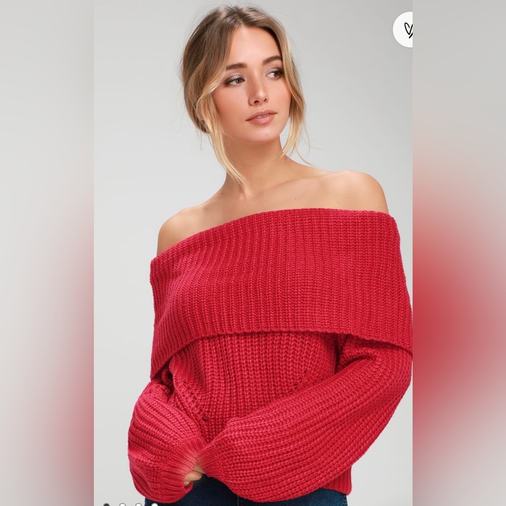 Lulus red off-the-shoulder sweater